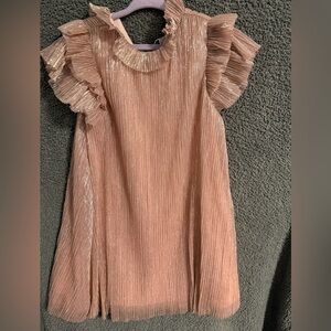 Janie and Jack Rose Gold Glitter Ruffle Dress